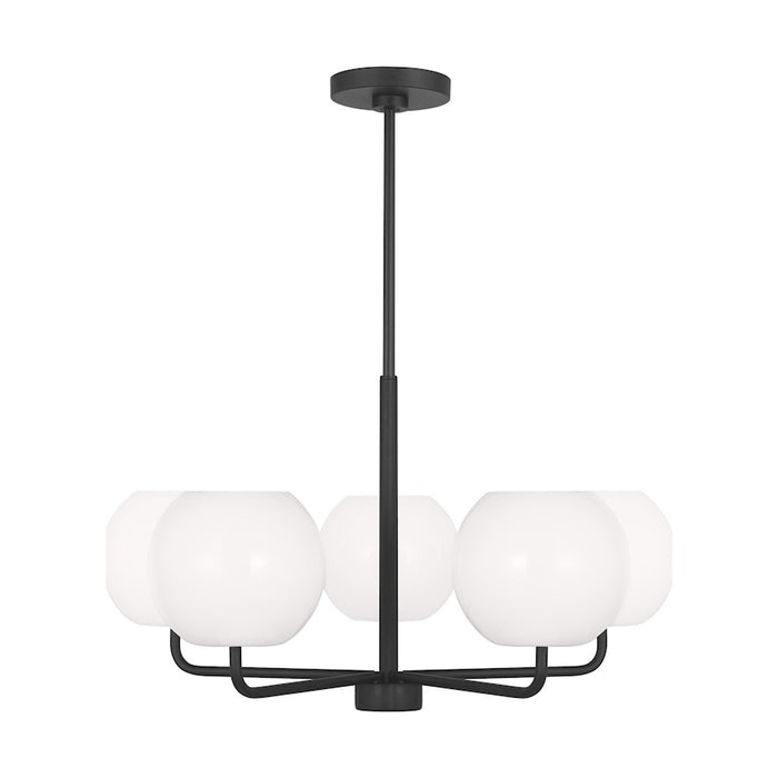 Generation Lighting Rory 5 Light LED Chandelier, Black/Opal - GLC1055EN3-MBK