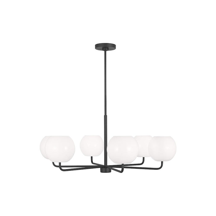 Generation Lighting Rory 6 Light Chandelier In Midnight Black/Opal - GLC1066MBK