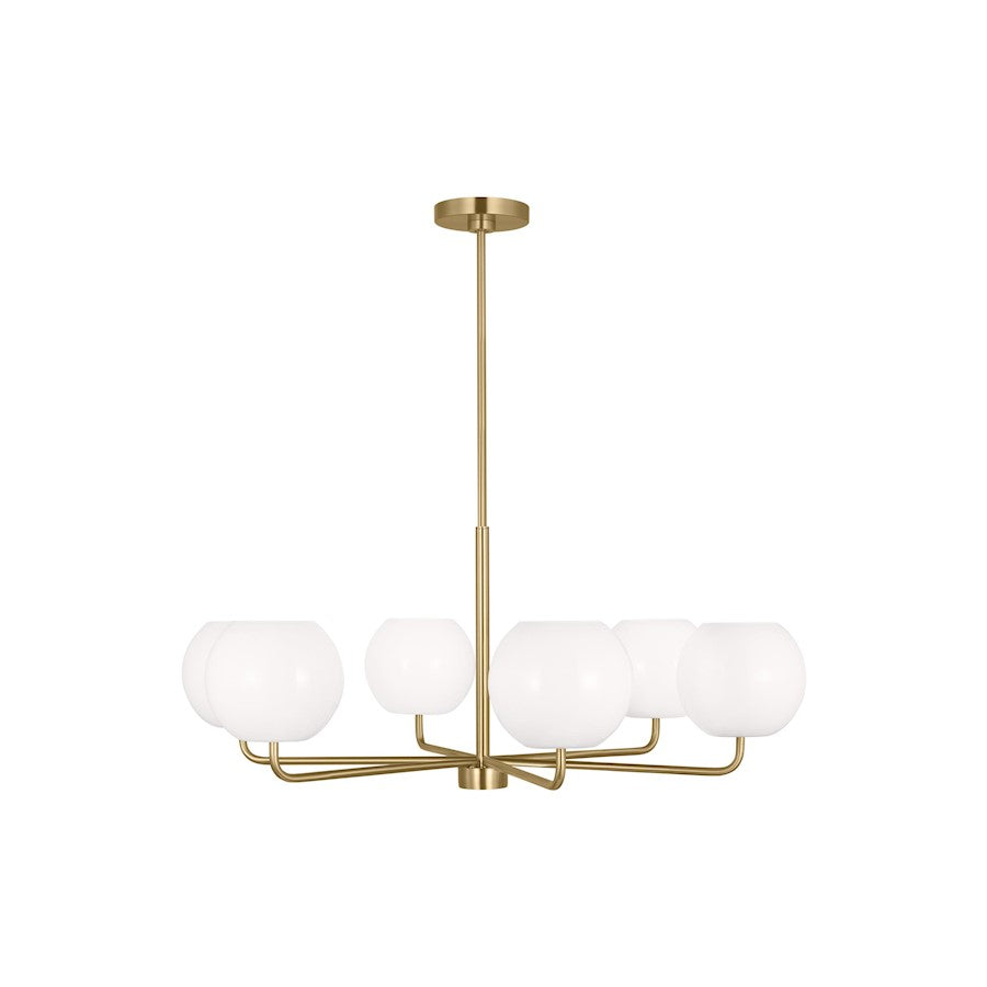 Generation Lighting Rory 6 Light Chandelier In Satin Bronze/Opal - GLC1066SB