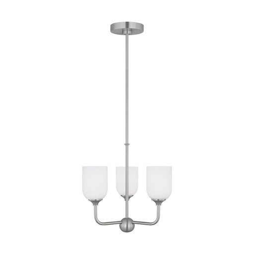 Generation Lighting Emile 3 Light Chandelier, Steel/Etched/White - GLC1073BS