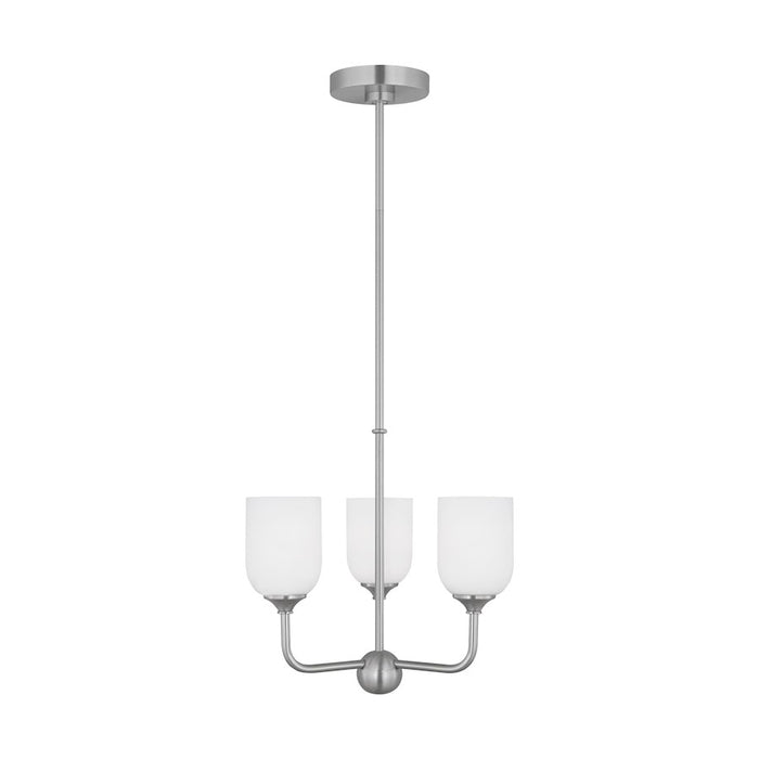 Generation Lighting Emile 3 Light Chandelier, Steel/Etched/White - GLC1073BS