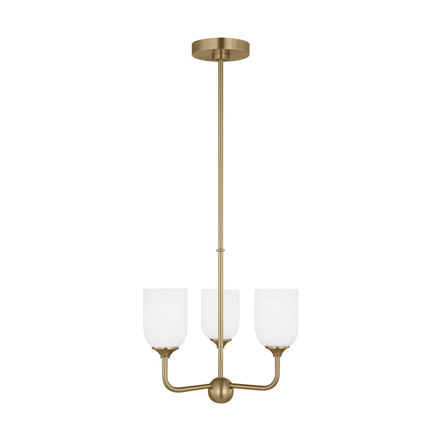 Generation Lighting Emile 3 Light Chandelier, Bronze/Etched/White - GLC1073SB