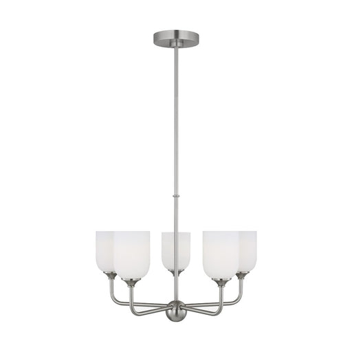 Generation Lighting Emile 5 Light Chandelier, Steel/Etched/White - GLC1085BS