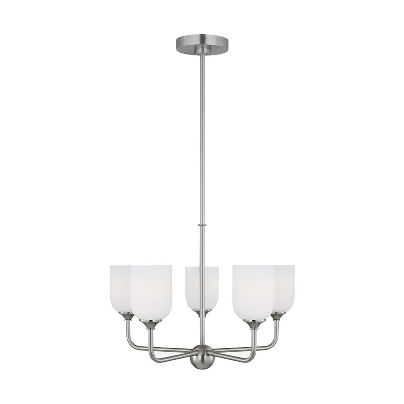 Generation Lighting Emile 5-Lt LED Chandelier, Steel/Etch/White - GLC1085EN3-BS