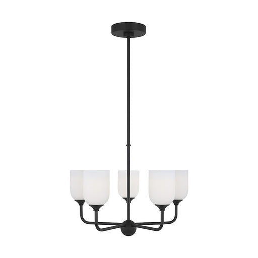 Generation Lighting Emile 5 Light Chandelier, Black/Etched/White - GLC1085MBK