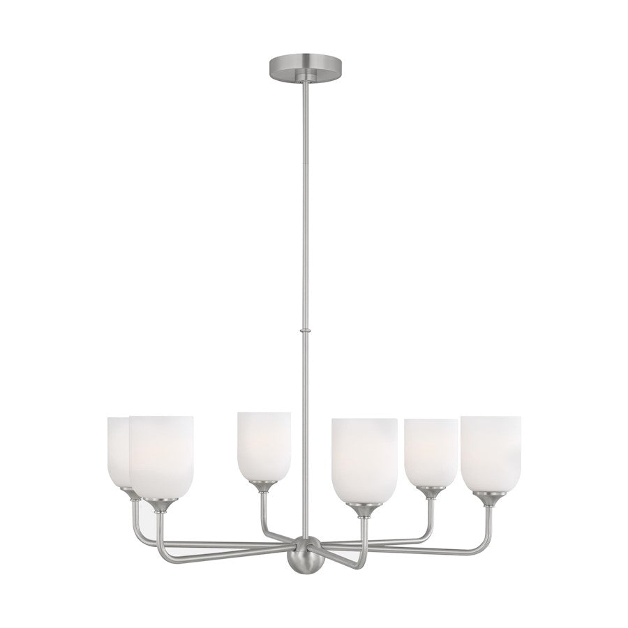 Generation Lighting Emile 6-Lt LED Chandelier, Steel/Etch/White - GLC1096EN3-BS