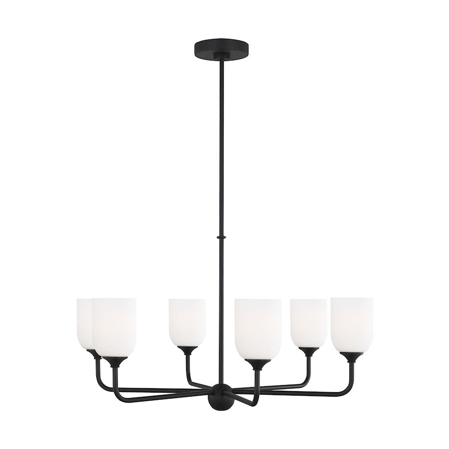 Generation Lighting Emile 6-Lt LED Chandelier, Black/Etch/White - GLC1096EN3-MBK