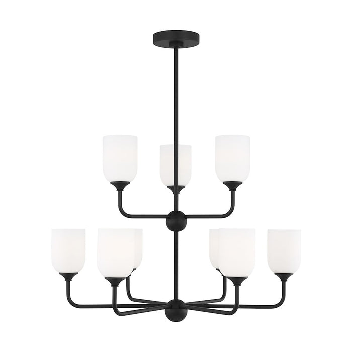 Generation Lighting Emile 9 Light Chandelier, Black/Etched/White - GLC1109MBK