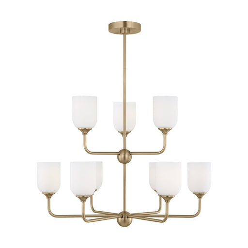 Generation Lighting Emile 9 Light Chandelier, Bronze/Etched/White - GLC1109SB