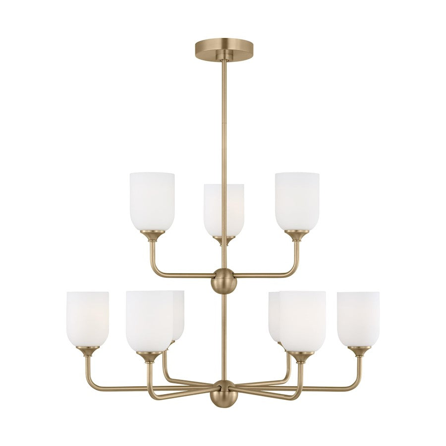 Generation Lighting Emile 9 Light Chandelier, Bronze/Etched/White - GLC1109SB