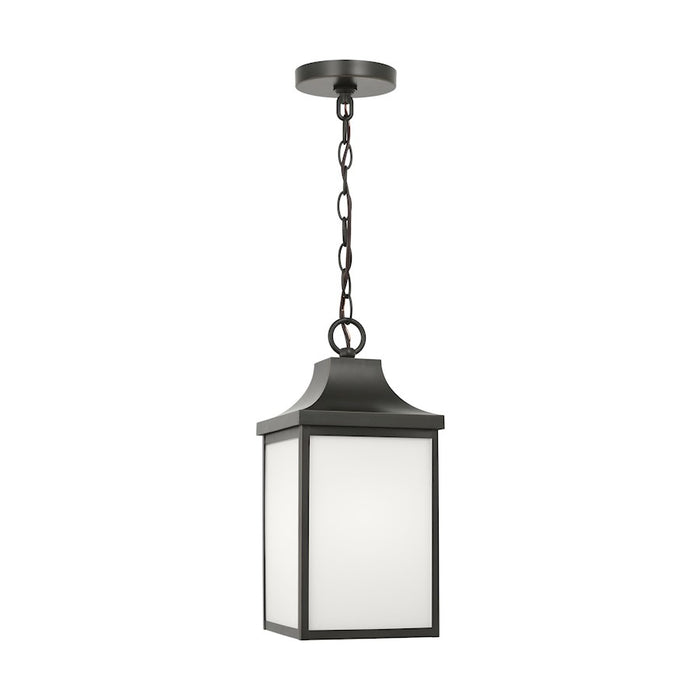 Generation Lighting Saybrook 1-Lt Out LED Pendant, Bronze/WH - GLO1041EN3-ANBZ