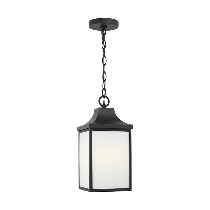 Generation Lighting Saybrook 1-Lt Out LED Pendant, Black/White - GLO1041EN3-TXB