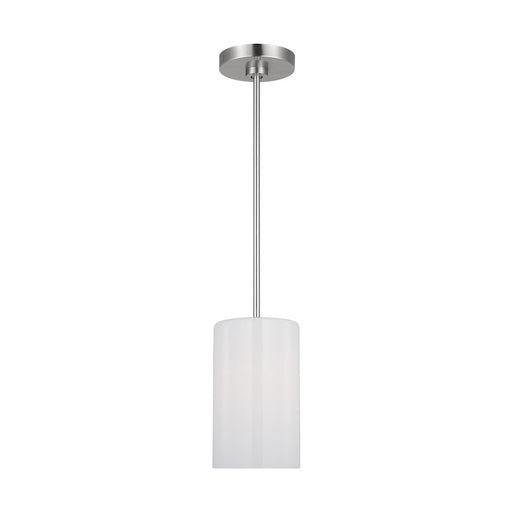 Generation Lighting Rhett 1 Light Pendant, Steel/Clear/Painted White - GLP1001BS