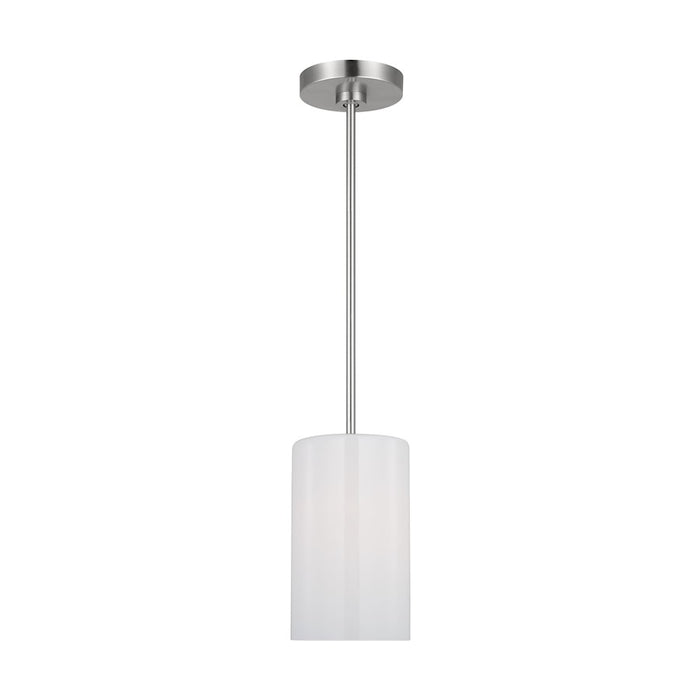 Generation Lighting Rhett 1 Light Pendant, Steel/Clear/Painted White - GLP1001BS