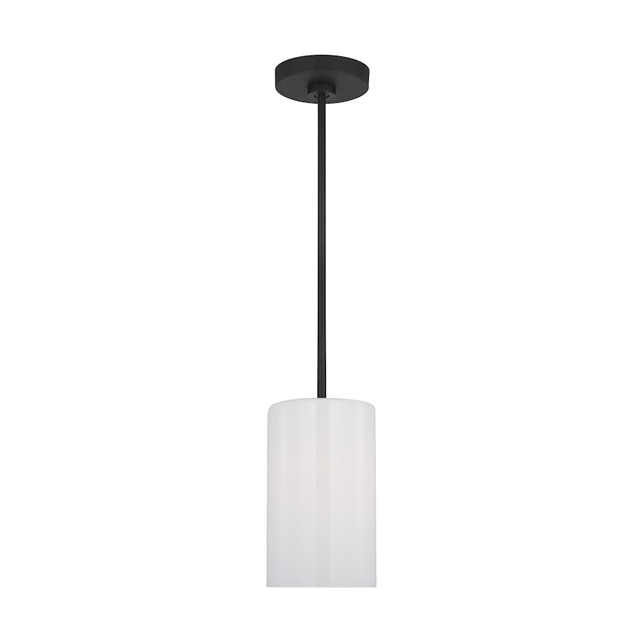 Generation Lighting Rhett 1-Lt LED Pendant, Black/White - GLP1001EN3-MBK