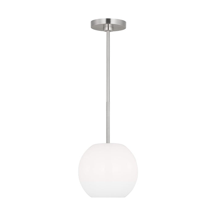 Generation Lighting Rory 1 Light Pendant, Steel/Clear/Painted White - GLP1011BS