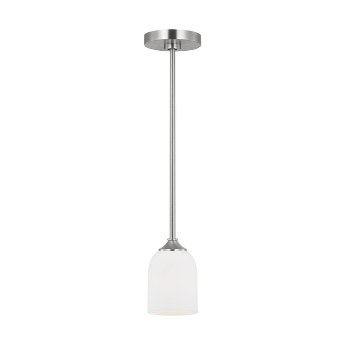 Generation Lighting Emile 1 Light Pendant, Steel/Etched/White - GLP1021BS