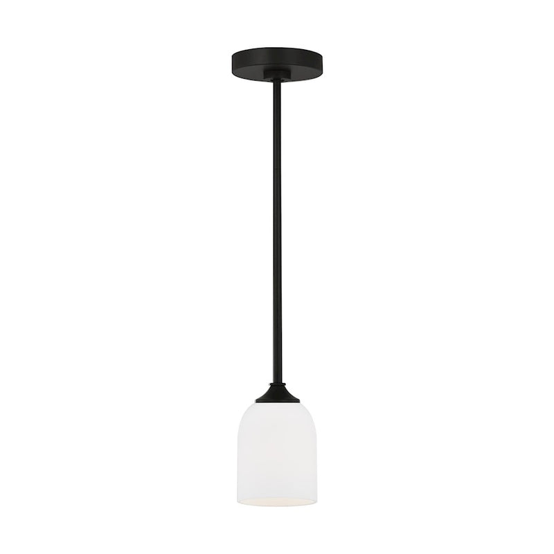 Generation Lighting Emile 1-Lt LED Pendant, Black/Etched/White - GLP1021EN3-MBK