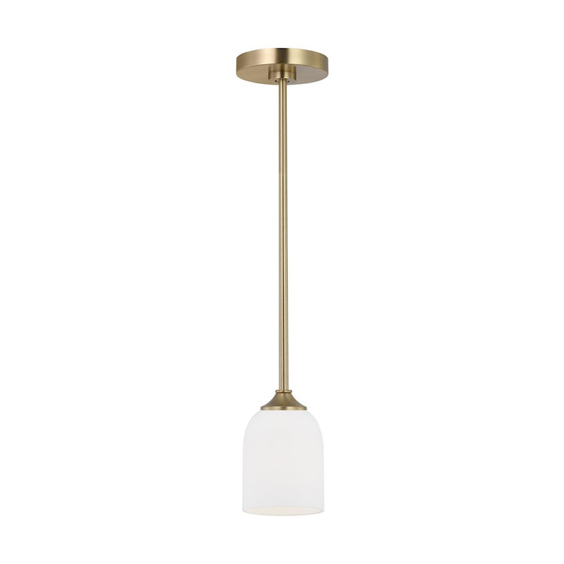 Generation Lighting Emile 1-Lt LED Pendant, Bronze/Etched/White - GLP1021EN3-SB