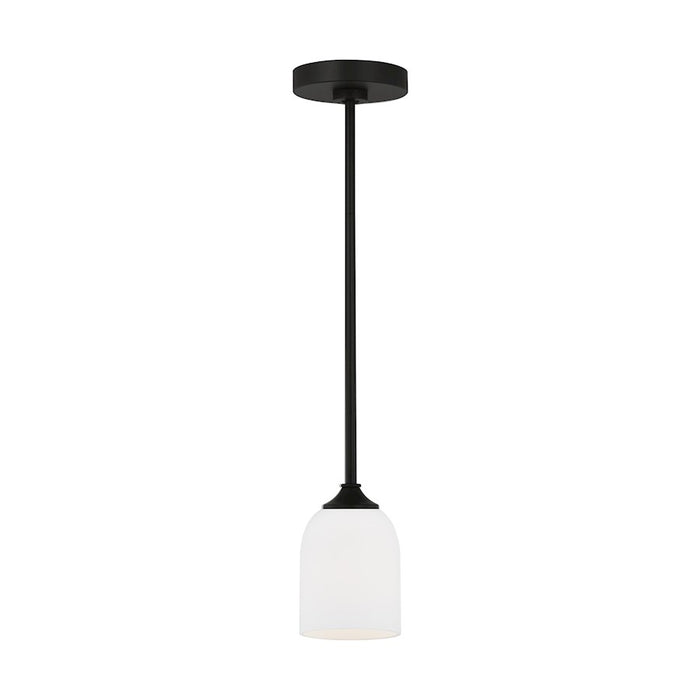 Generation Lighting Emile 1 Light Pendant, Black/Etched/White - GLP1021MBK