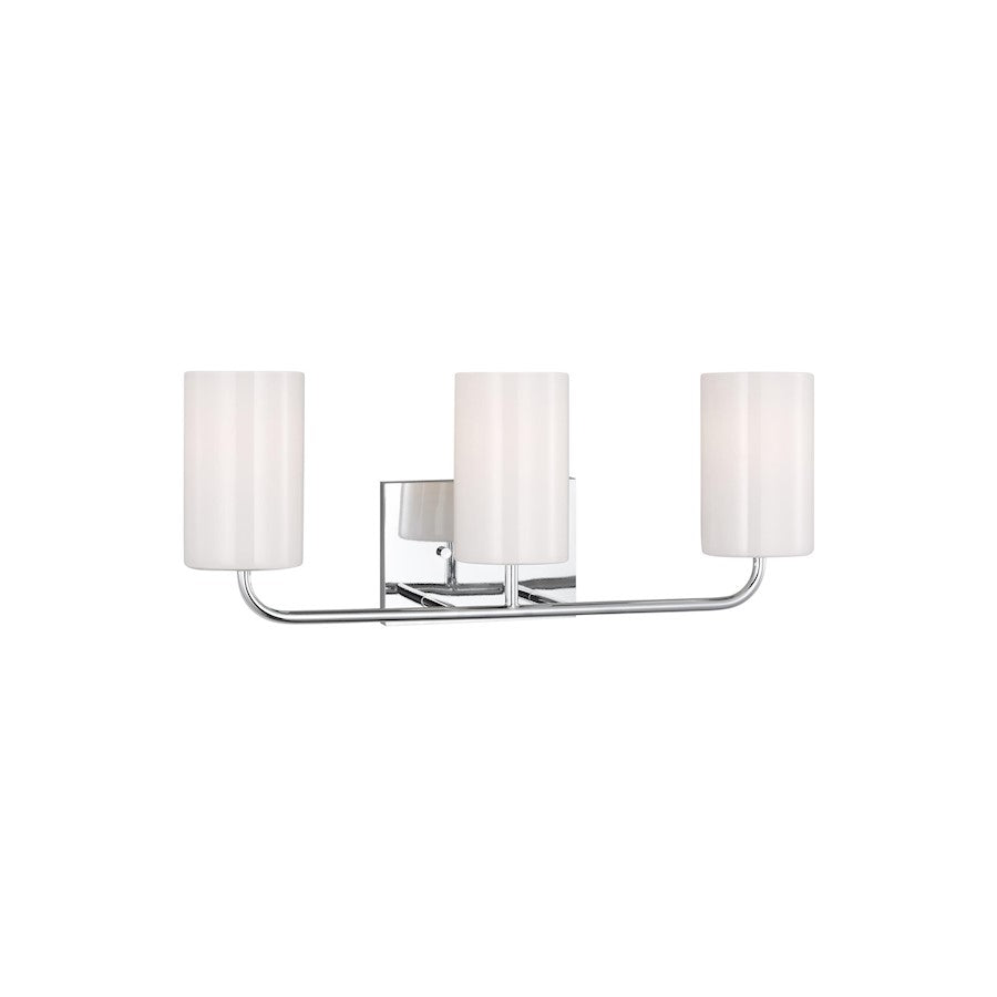 Generation Lighting Rhett 3 Light Bath, Chrome/Clear/Painted White - GLV1003CH