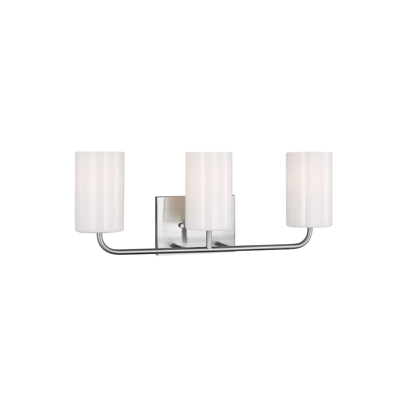 Generation Lighting Rhett 3 Light LED Bath, Steel/Clear/White - GLV1003EN3-BS