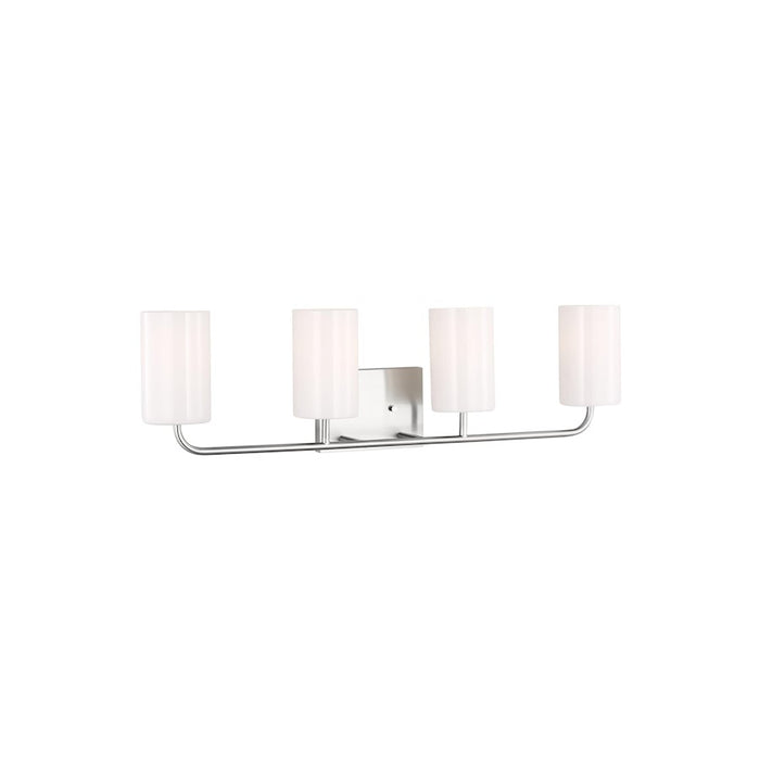 Generation Lighting Rhett 4 Light Bath, Steel/Clear/White - GLV1004BS