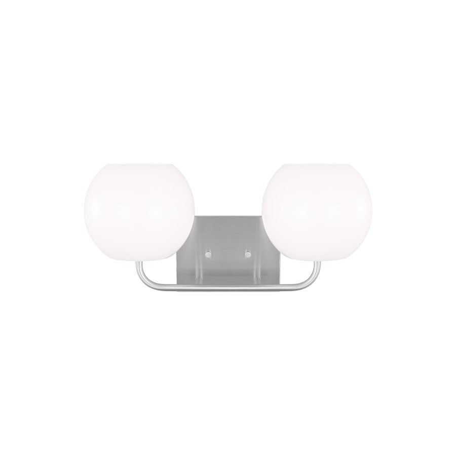 Generation Lighting Rory 2 Light Bath, Steel Silver/Opal - GLV1012BS