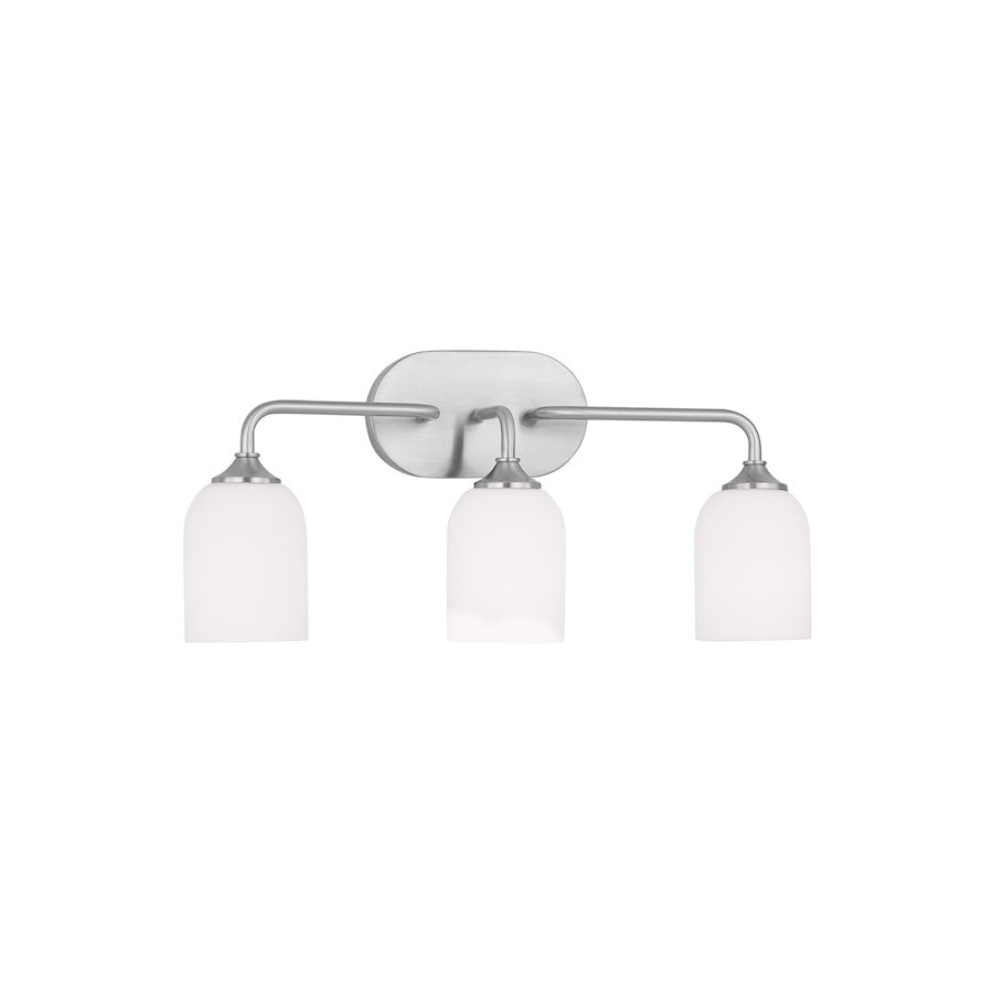 Generation Lighting Emile 3 Light Bath, Steel/Etched/White - GLV1023BS