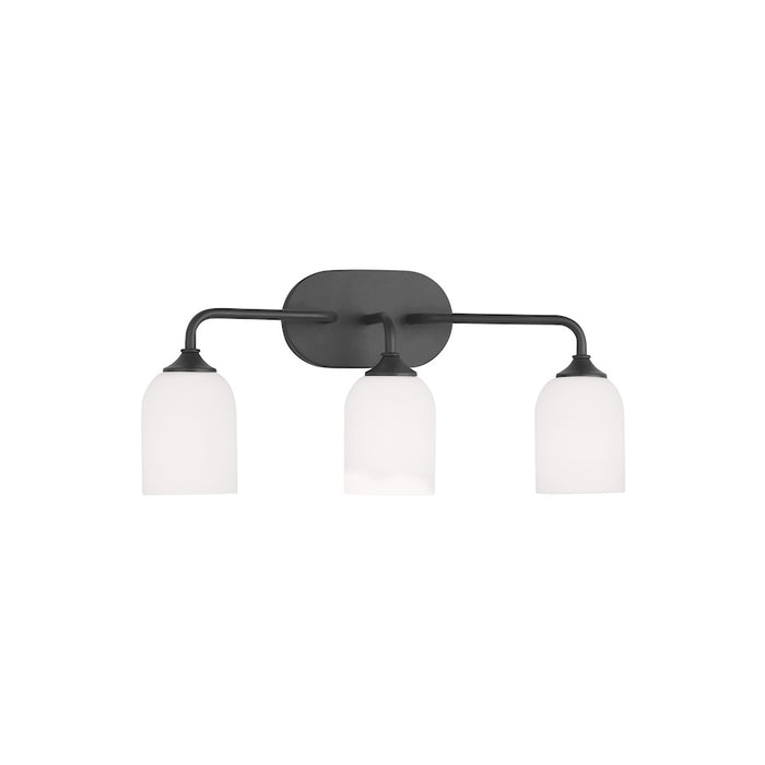 Generation Lighting Emile 3 Light LED Bath, Black/Etched/White - GLV1023EN3-MBK