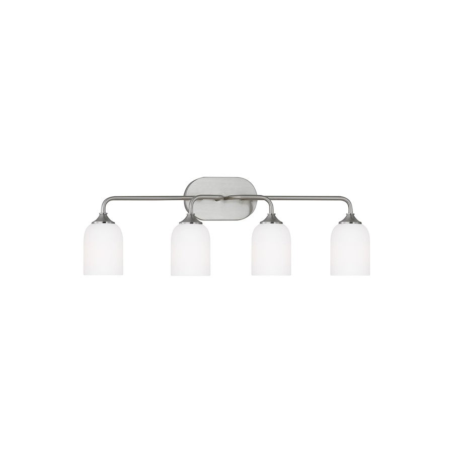 Generation Lighting Emile 4 Light Bath, Steel/Etched/White - GLV1024BS