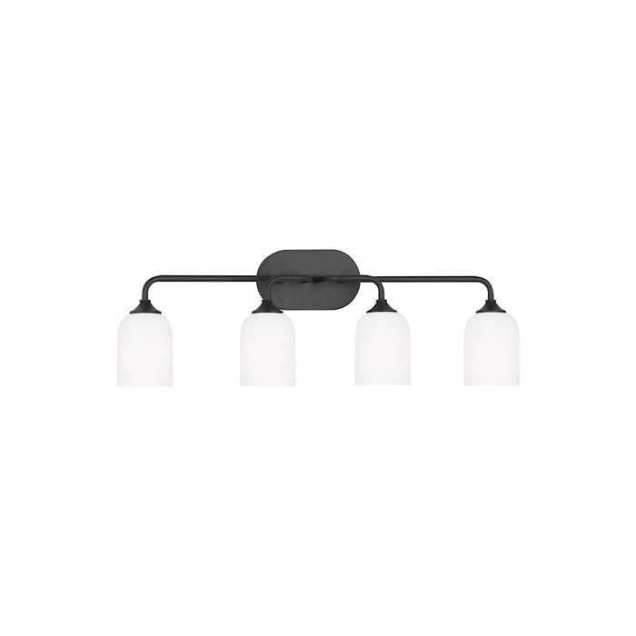 Generation Lighting Emile 4 Light LED Bath, Black/Etched/White - GLV1024EN3-MBK