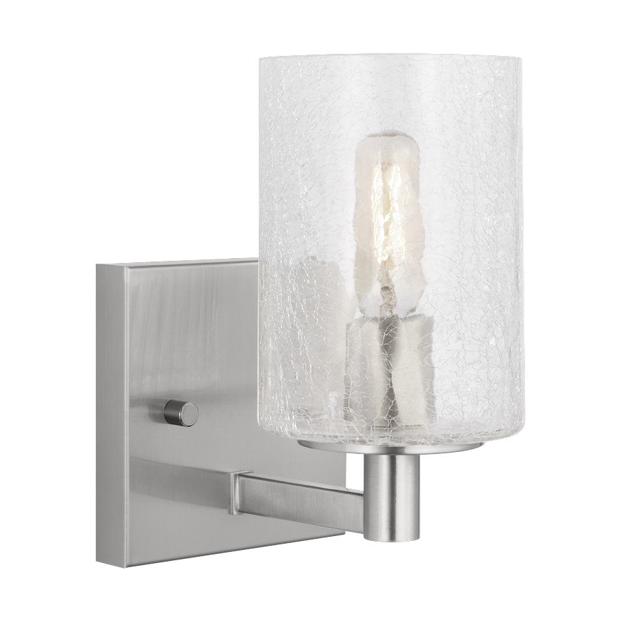 Generation Lighting Parker 1Lt T8 Wall Sconce, Steel/Clear Crackle - GLV1031BS