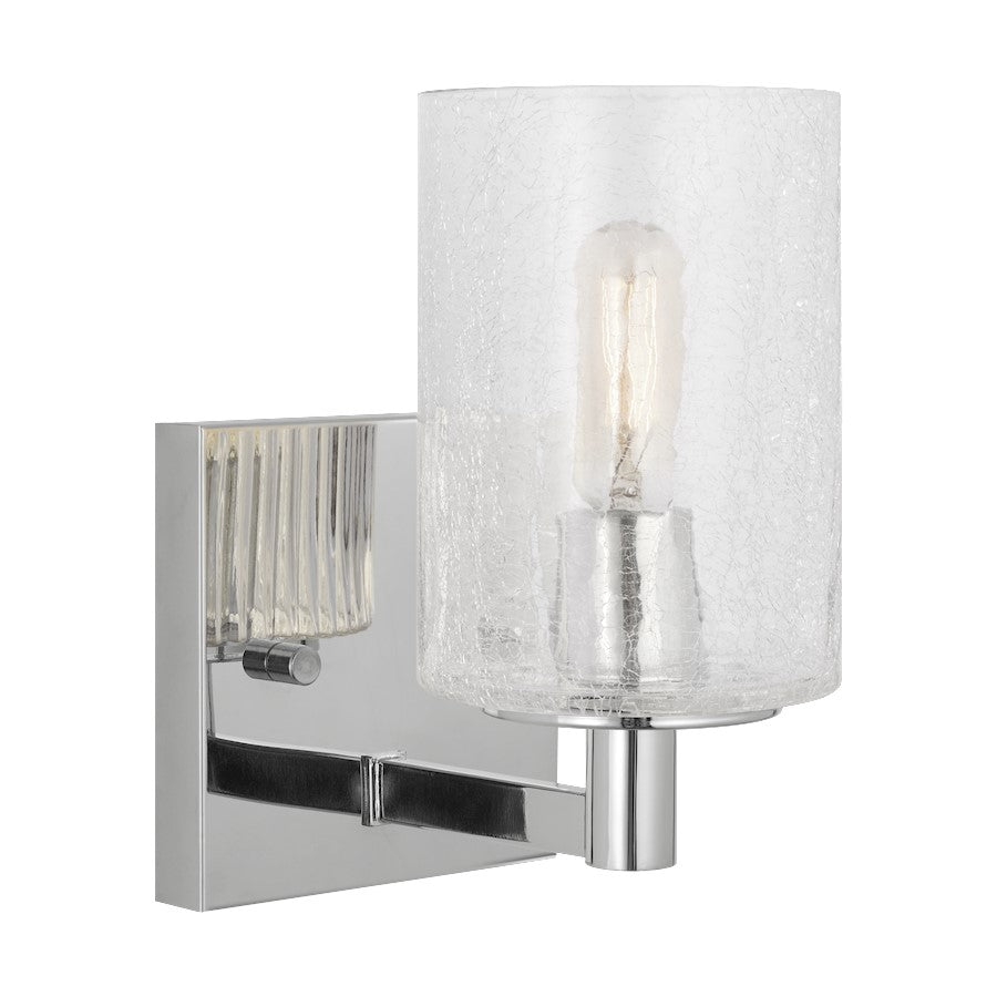 Generation Lighting Parker 1Lt T8 Wall Sconce, Chrome/Clear Crackle - GLV1031CH