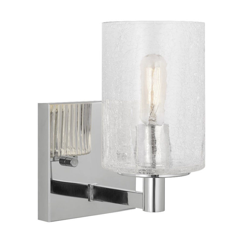 Generation Lighting Parker 1Lt Wall Sconce, Chrome/Clear Crackle - GLV1031EN-CH