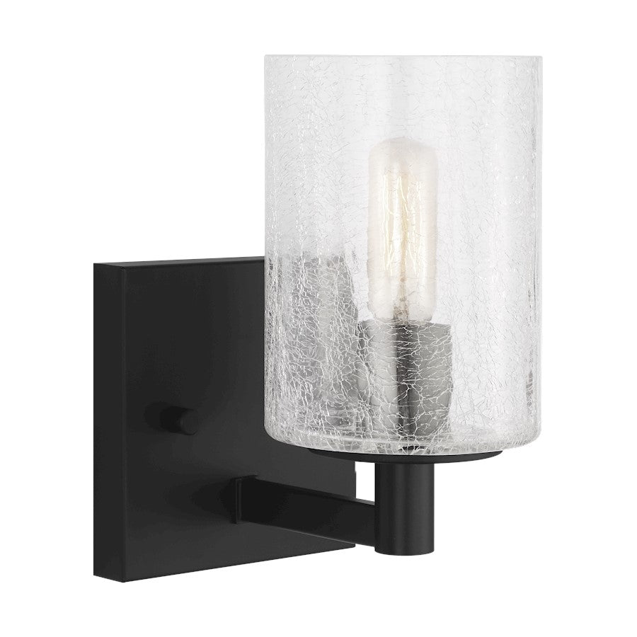 Generation Lighting Parker 1 Lt Wall Sconce, Black/Clear Crackle - GLV1031EN-MBK