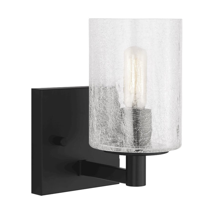 Generation Lighting Parker 1Lt Wall Sconce, Black/Clear Crackle - GLV1031MBK