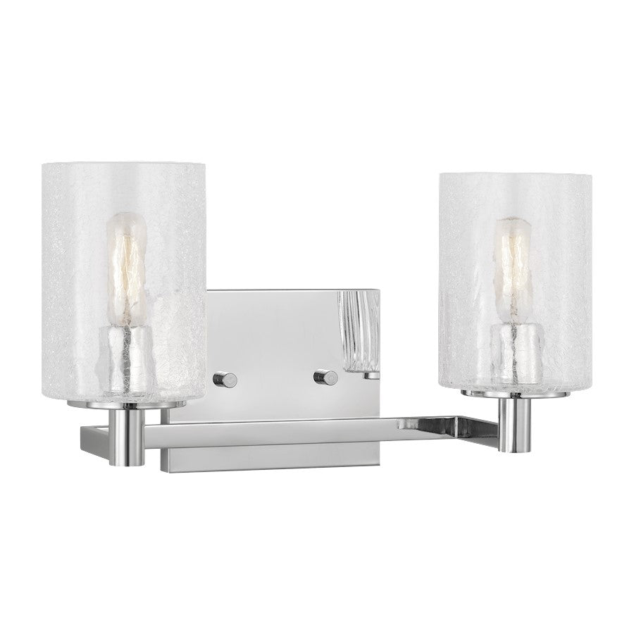 Generation Lighting Parker 2Lt T8 Wall Sconce, Chrome/Clear Crackle - GLV1032CH