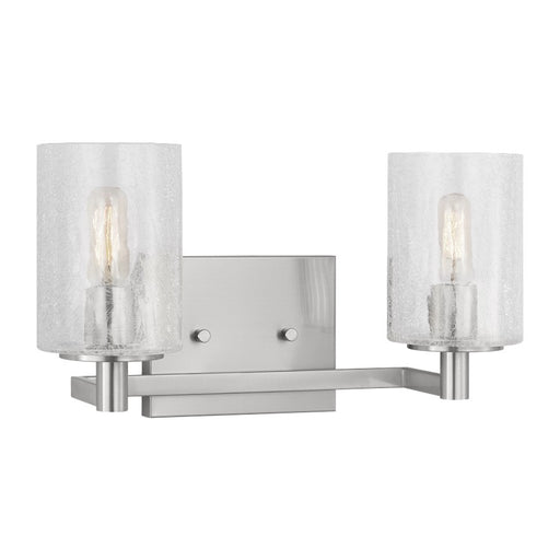 Generation Lighting Parker 2Lt Wall Sconce, Steel/Clear Crackle - GLV1032EN-BS