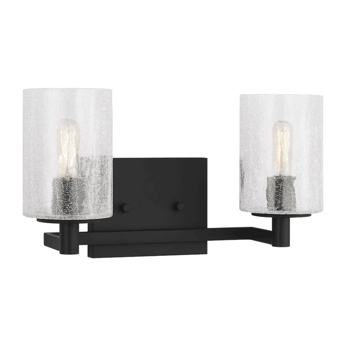 Generation Lighting Parker 2 Lt Wall Sconce, Black/Clear Crackle - GLV1032EN-MBK