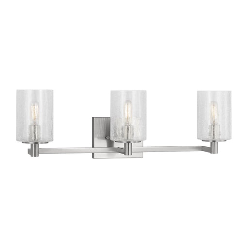 Generation Lighting Parker 3Lt T8 Wall Sconce, Steel/Clear Crackle - GLV1033BS