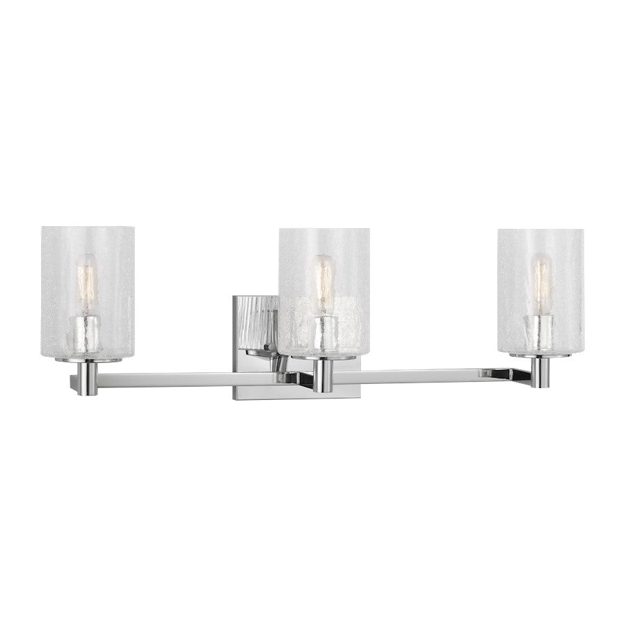 Generation Lighting Parker 3Lt T8 Wall Sconce, Chrome/Clear Crackle - GLV1033CH