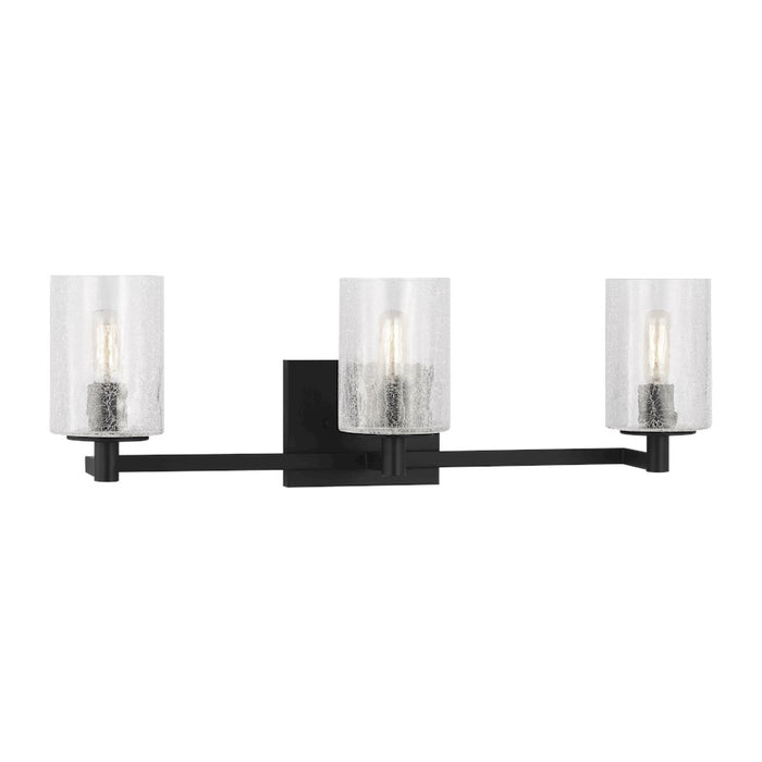 Generation Lighting Parker 3Lt Wall Sconce, Black/Clear Crackle - GLV1033MBK