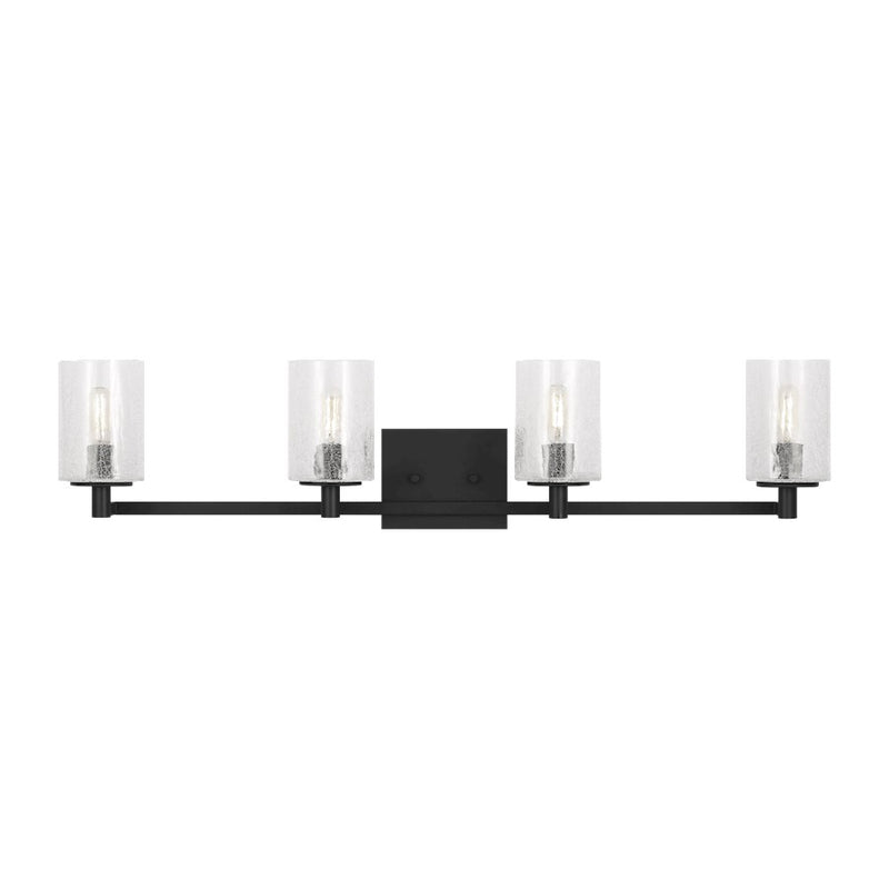 Generation Lighting Parker 4Lt Wall Sconce, Black/Clear Crackle - GLV1034MBK