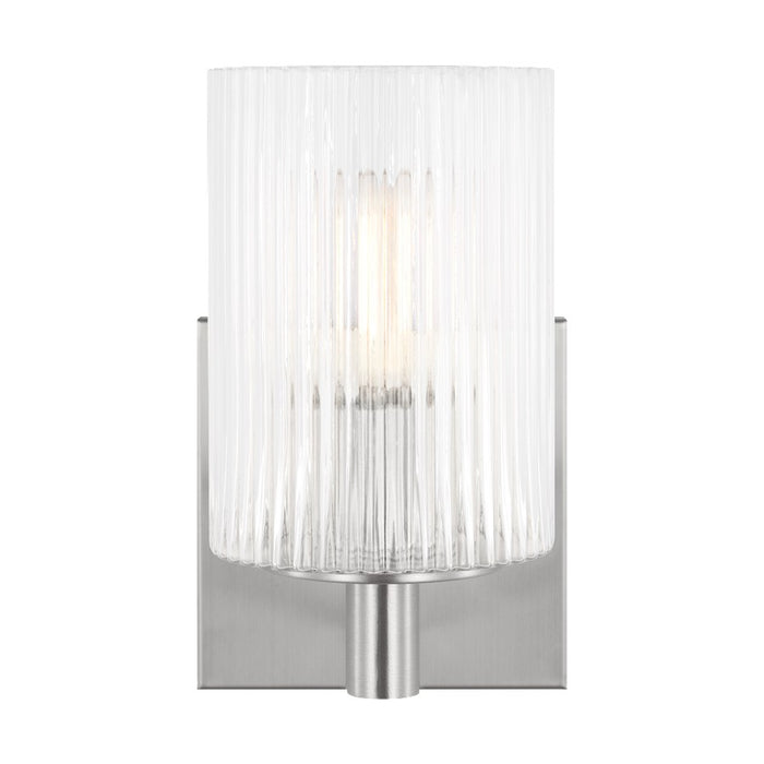 Generation Lighting Lando 1Lt T8 Wall Sconce, Steel/Clear Fluted - GLV1041BS