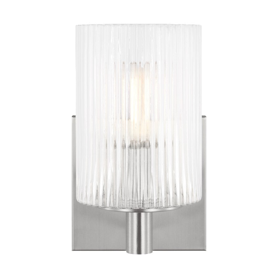 Generation Lighting Lando 1Lt T8 Wall Sconce, Steel/Clear Fluted - GLV1041BS