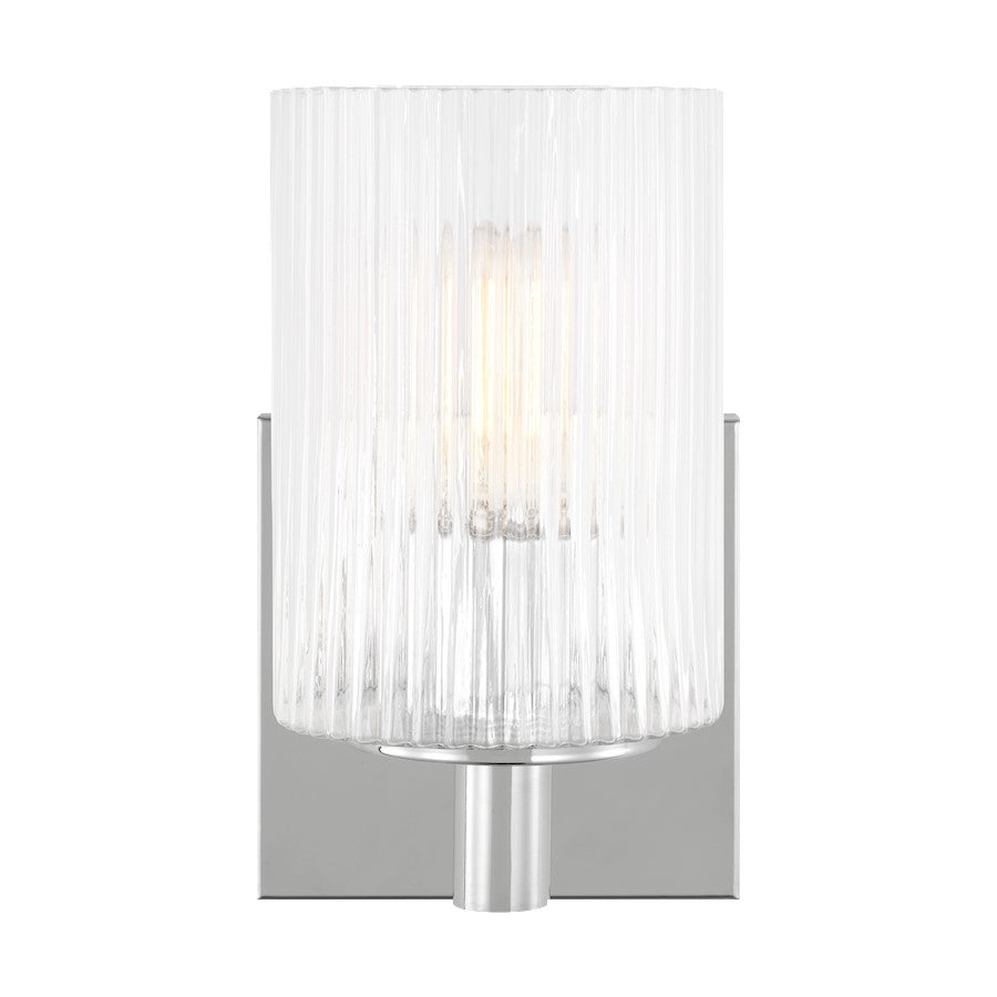 Generation Lighting Lando 1Lt T8 Wall Sconce, Chrome/Clear Fluted - GLV1041CH