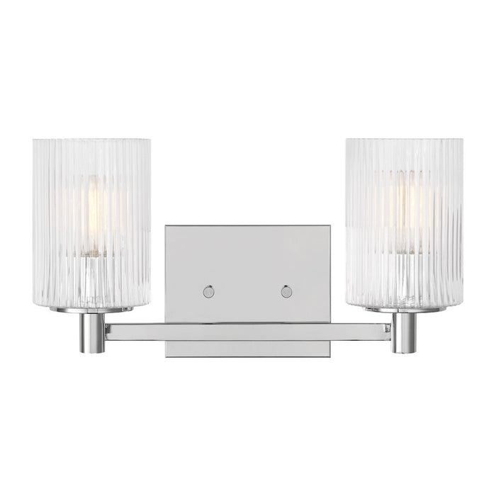 Generation Lighting Lando 2Lt T8 Wall Sconce, Chrome/Clear Fluted - GLV1042CH