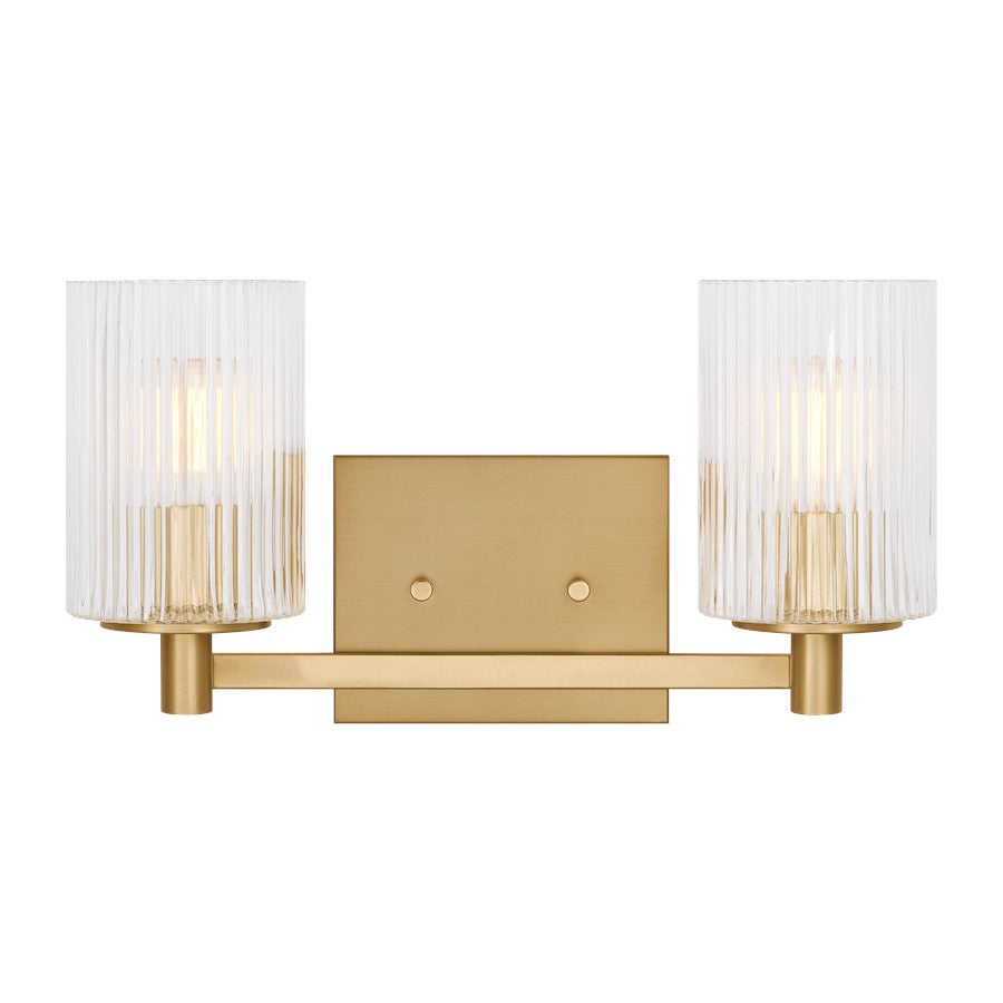 Generation Lighting Lando 2Lt Wall Sconce, Bronze/Clear Fluted - GLV1042EN-SB