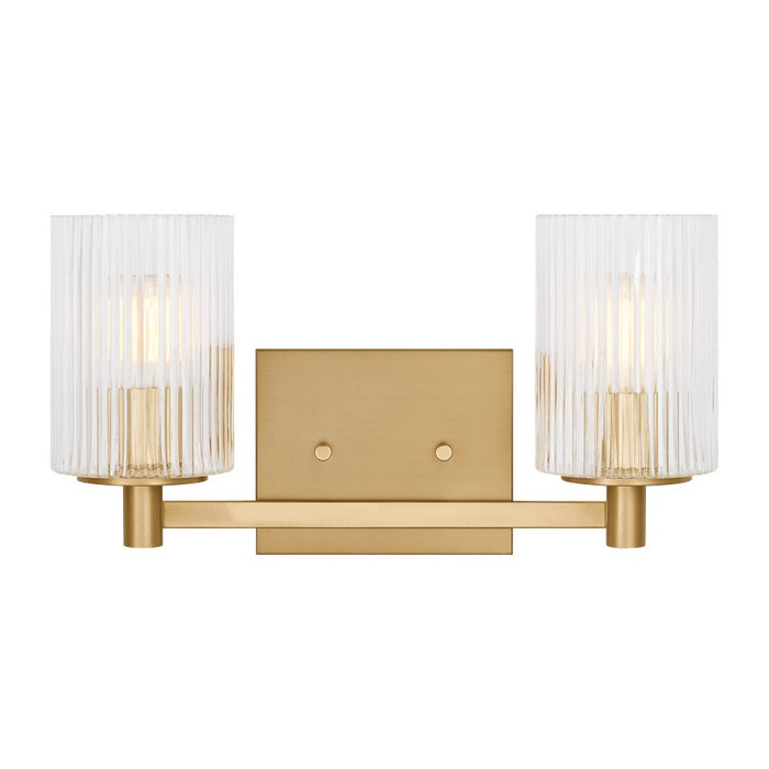 Generation Lighting Lando 2Lt T8 Wall Sconce, Bronze/Clear Fluted - GLV1042SB